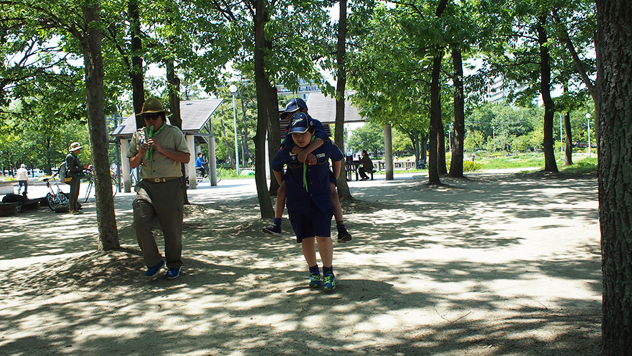 春キャンプカブスカウト久宝寺公園関所ハイク